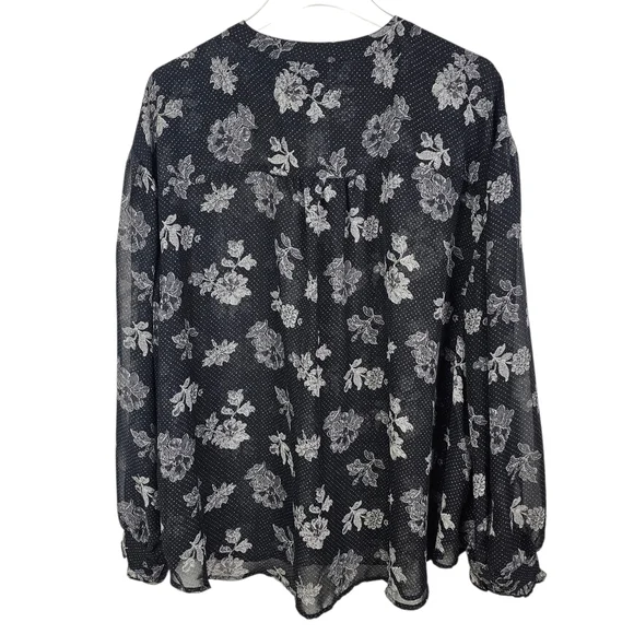 Lane Bryant #1137440 Sheer Ruffled Button-Down Chiffon Top NWT - Picture 5 of 13